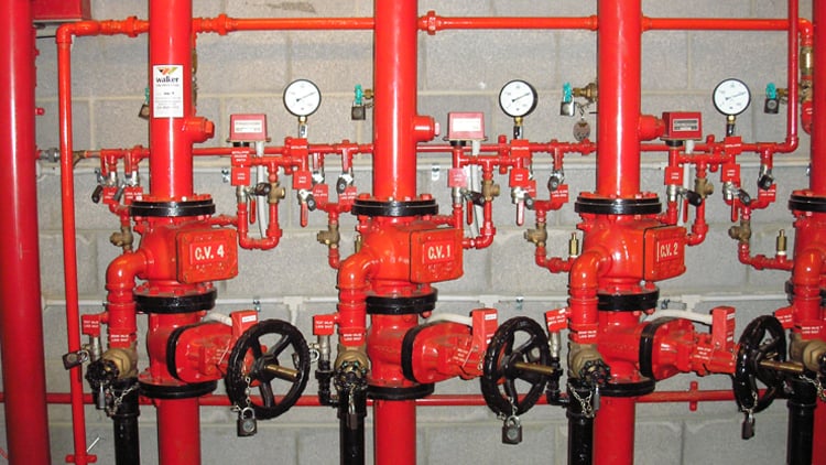 Water efficient fire protection systems - Plumbing Connection piping schematic 